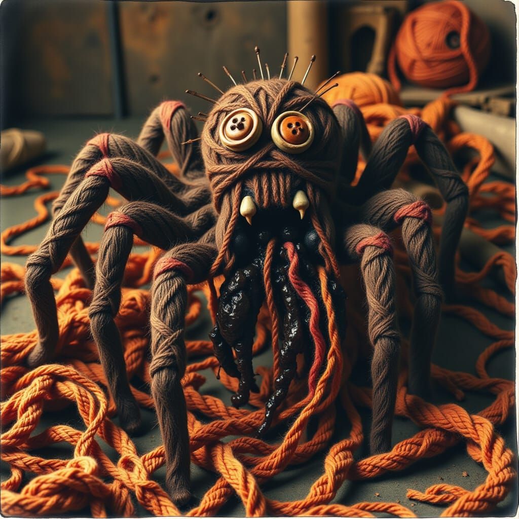 Dark Brown Tarantula in Dramatic Pose, Inspired by Surrealis...