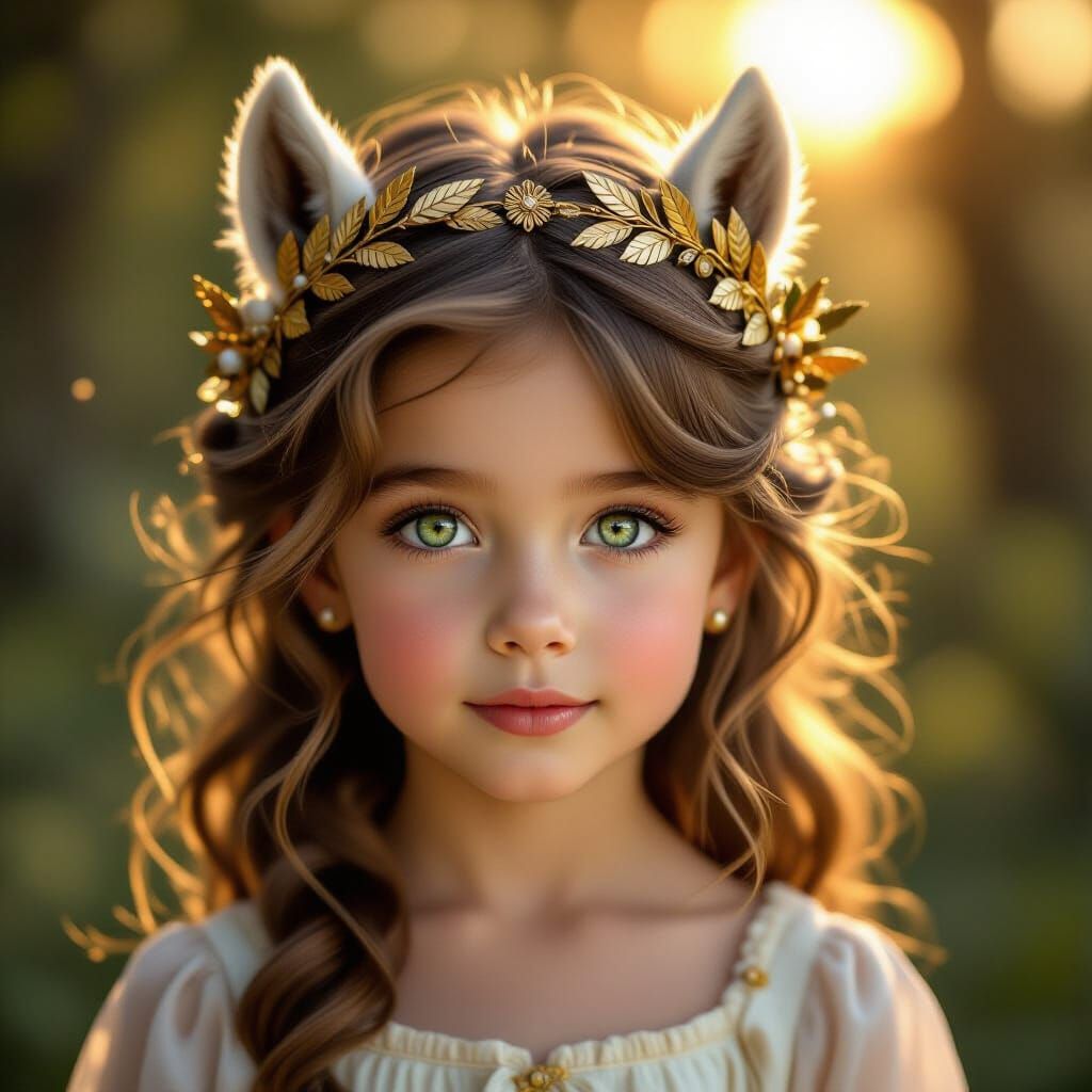 Centaur Girl Portrait with Phoenix in Gurney Style