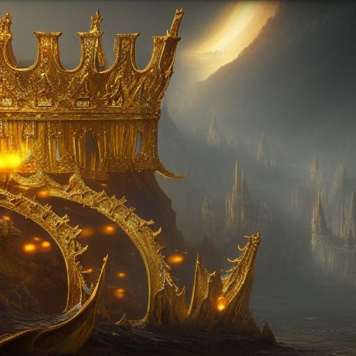 Detailed Golden Crown Fantasy Concept Art