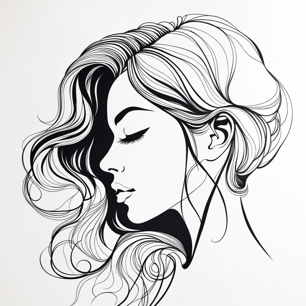 Abstract Silhouette: Woman in Line Art