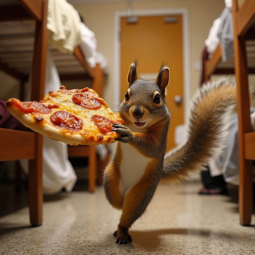 Mischievous Squirrel Steals Pizza From College Dorm