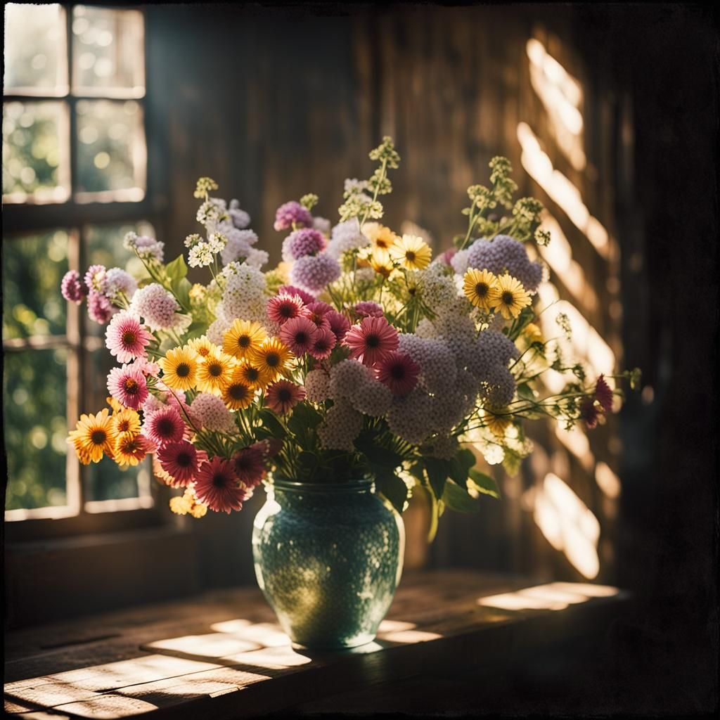 Backlit Flowers in Bokeh Style Photograph