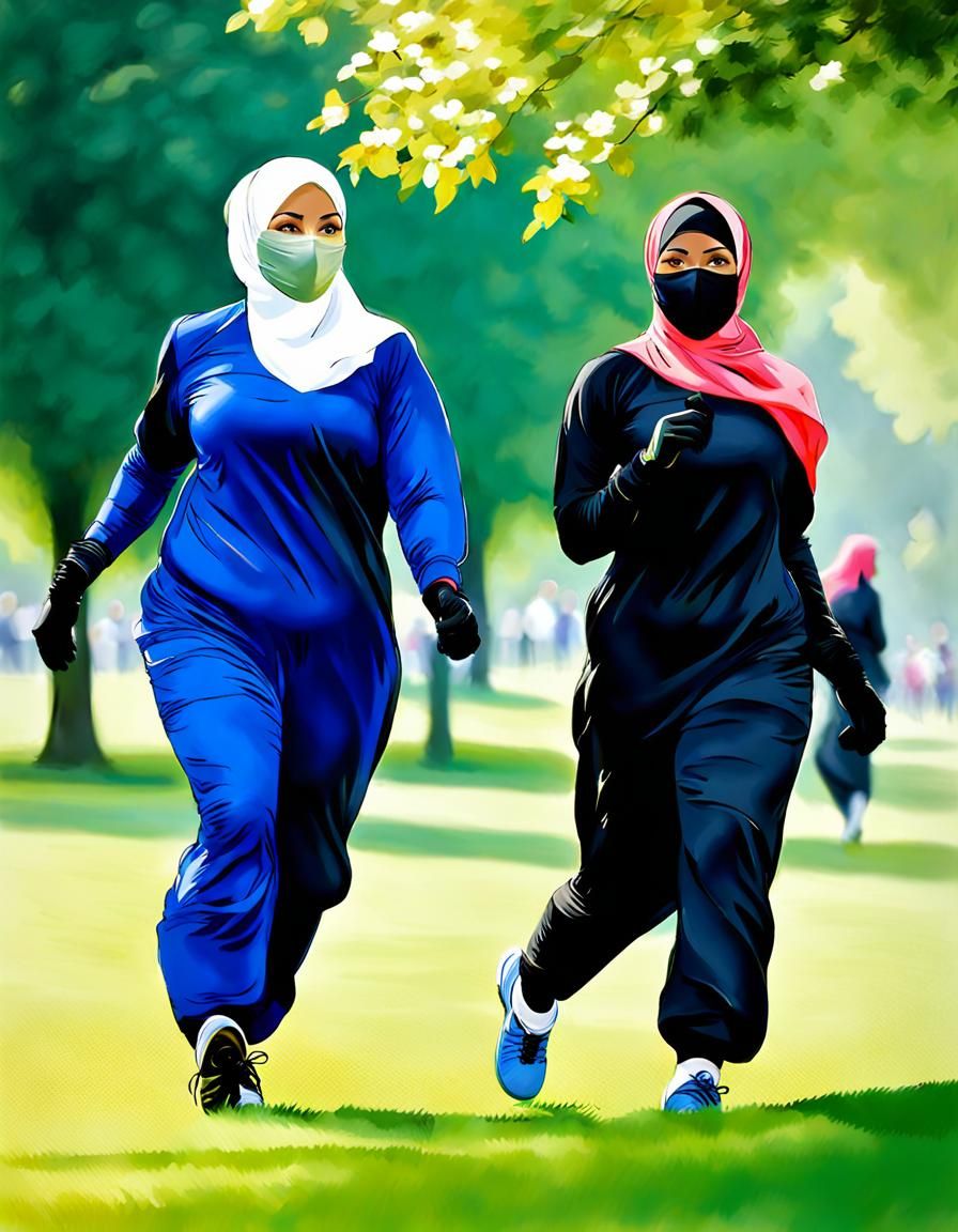 Girls Playing Soccer in Watercolor Style