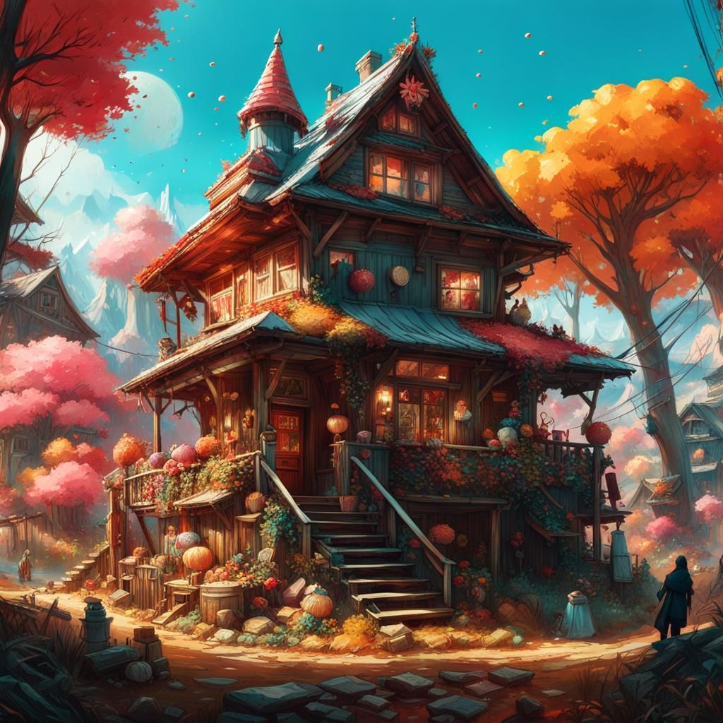 Miniature Candy Land with Candy Houses