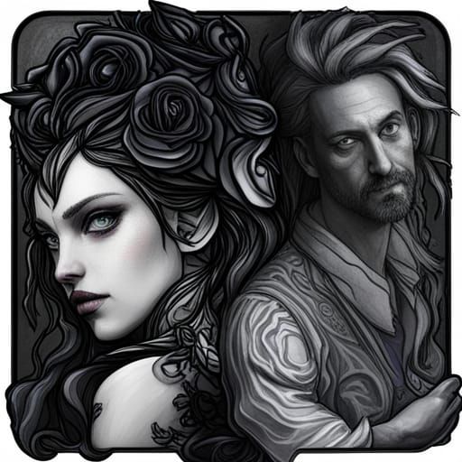 Gothic Black and White Roses in Snow