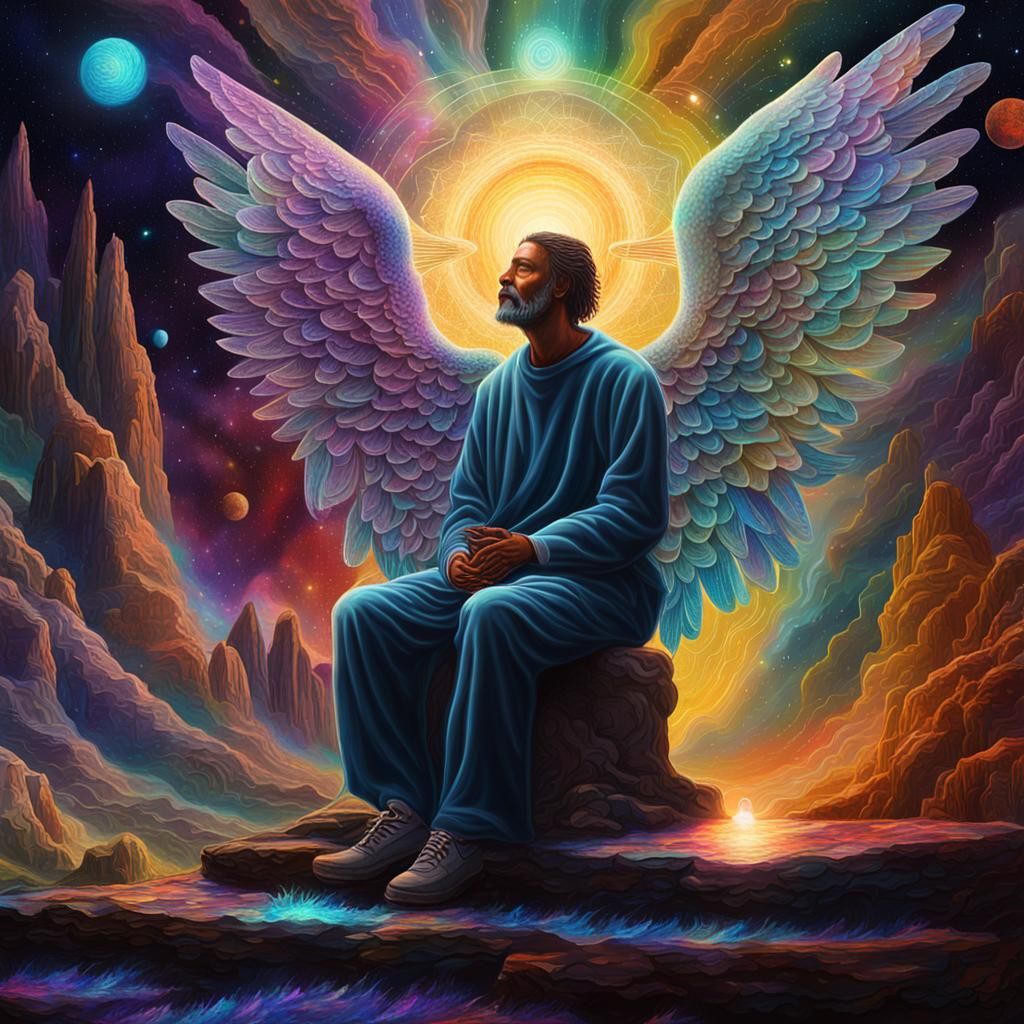 Angels Explain Placebo Effect: Astral Cosmic Illustration