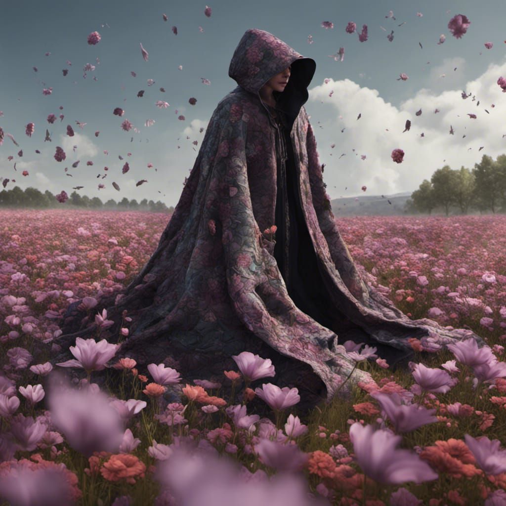 Disturbing Cloak of Faces in Field of Flowers