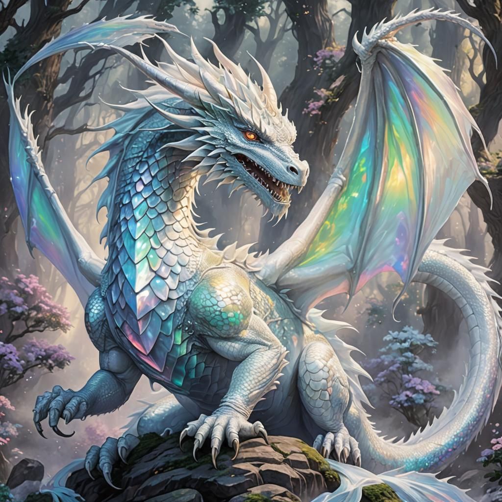 Iridescent white dragon