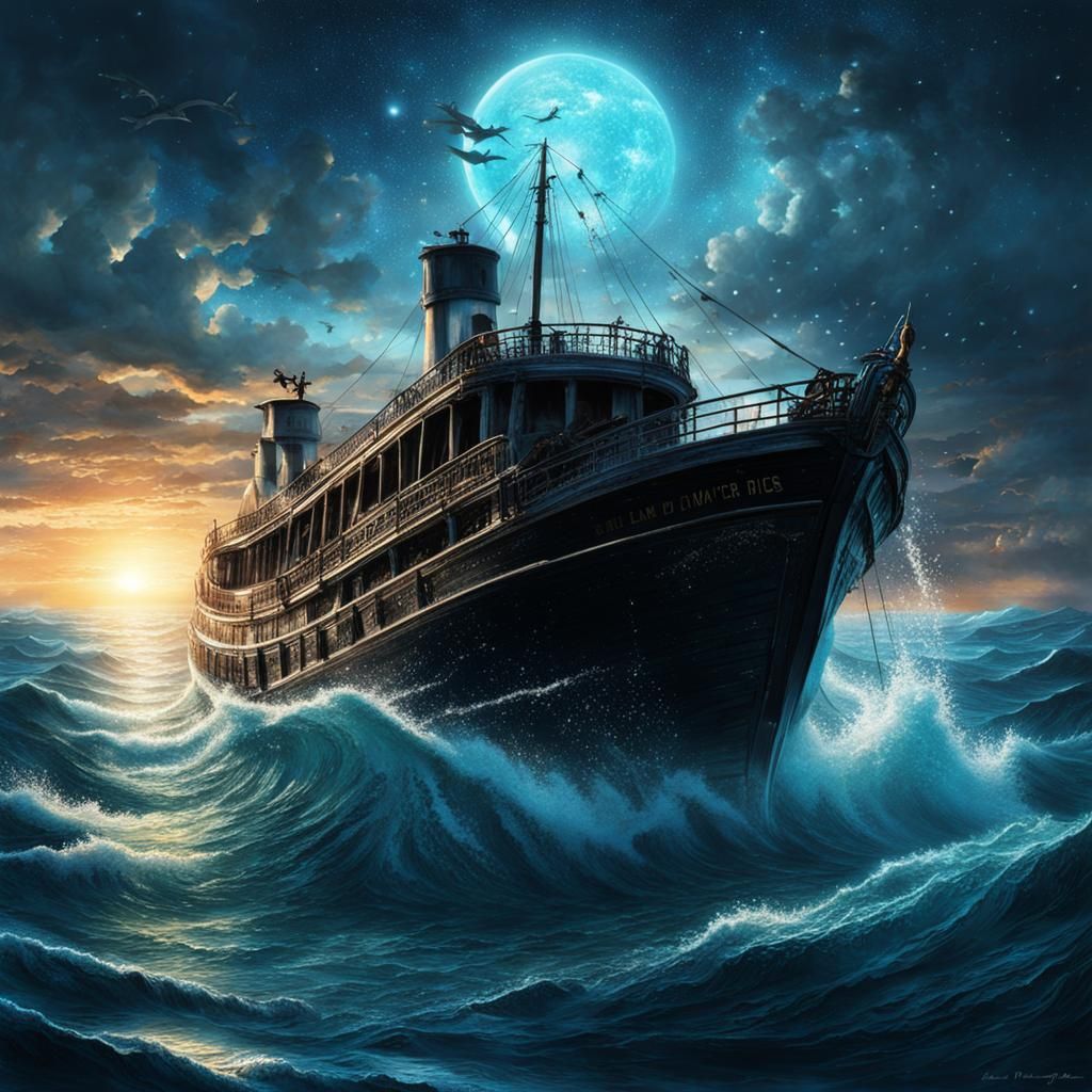 Surreal Ship Sails on Sea of Tears