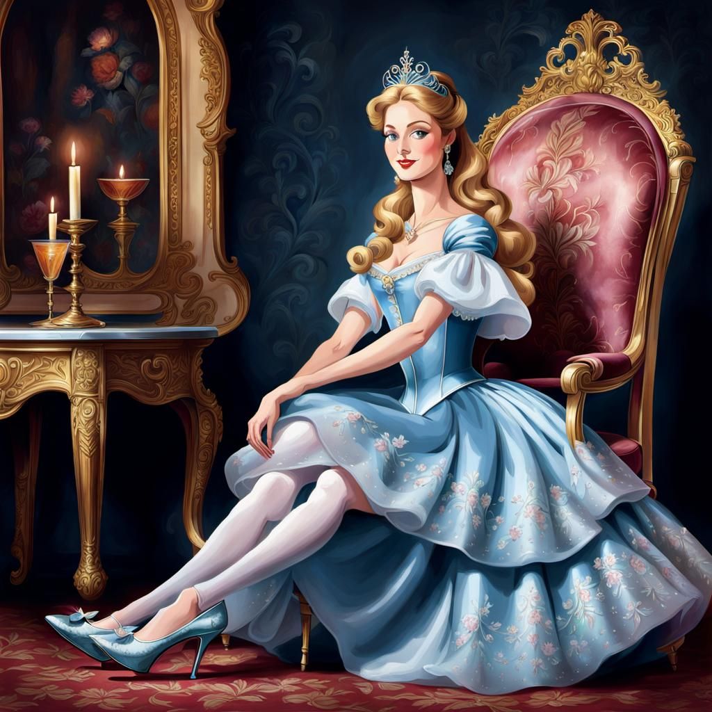 Cinderella trying her step sister's shoes