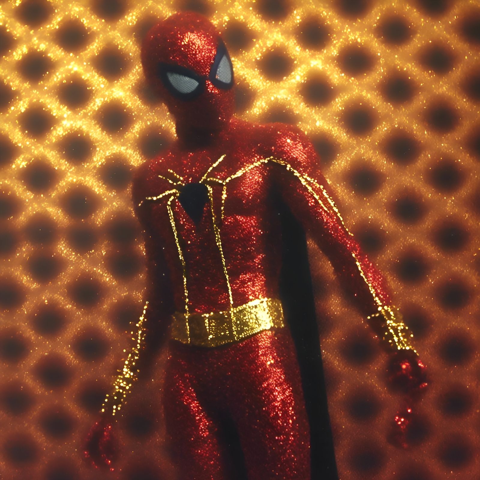 Gold Suited Spider-Man Portrait in Cosmic Sci-Fi Style