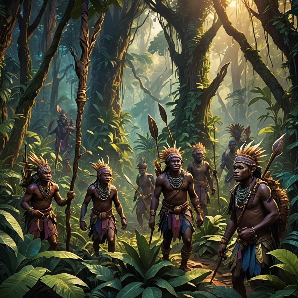 Pygmy Tribe in Jungle: Fantasy Concept Art