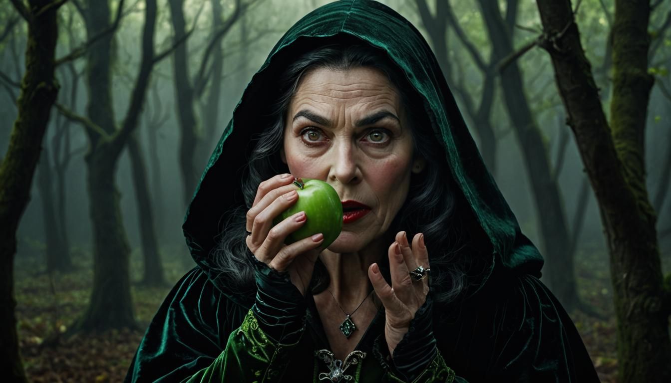 Evil Witch with Poisoned Apple: Cinematic Portrait