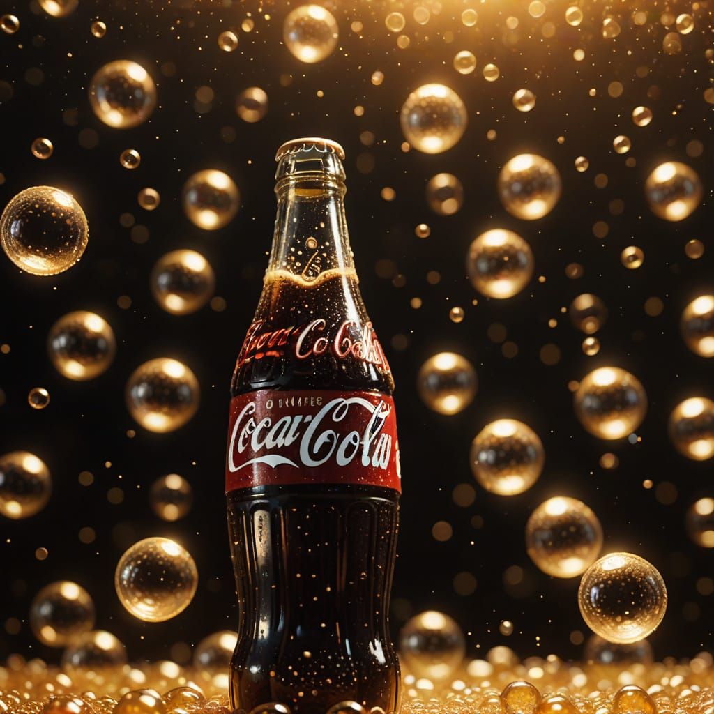 Coca Cola Bubbles in Hyper-Realistic Digital Art