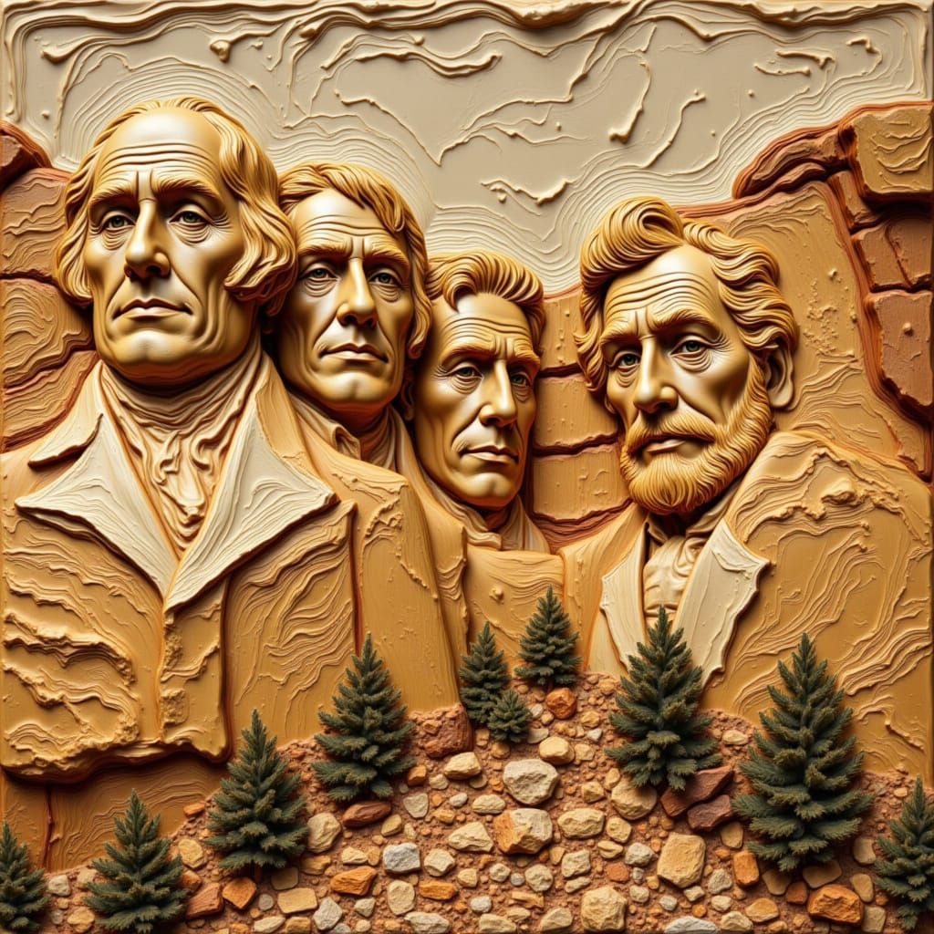 Mount Rushmore Made of Chocolate, Van Gogh Style