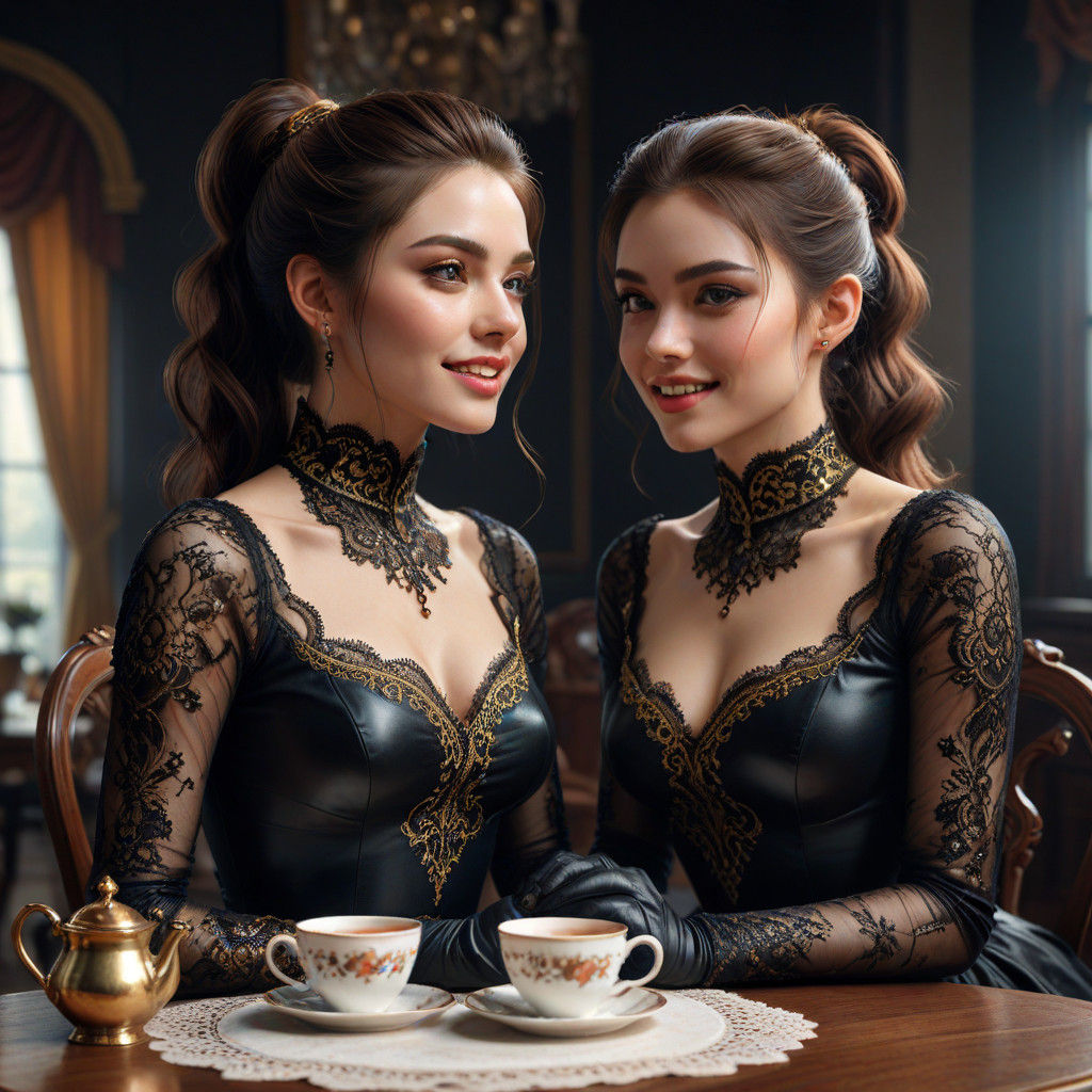 Romantic Victorian Parlor Scene in Hyper-Realistic Digital A...