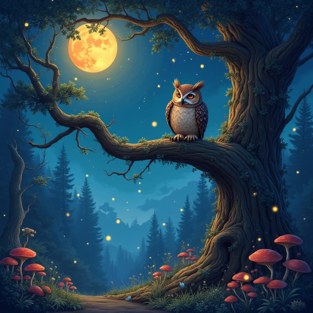 Whimsical Owl Enchants the Enchanted Forest
