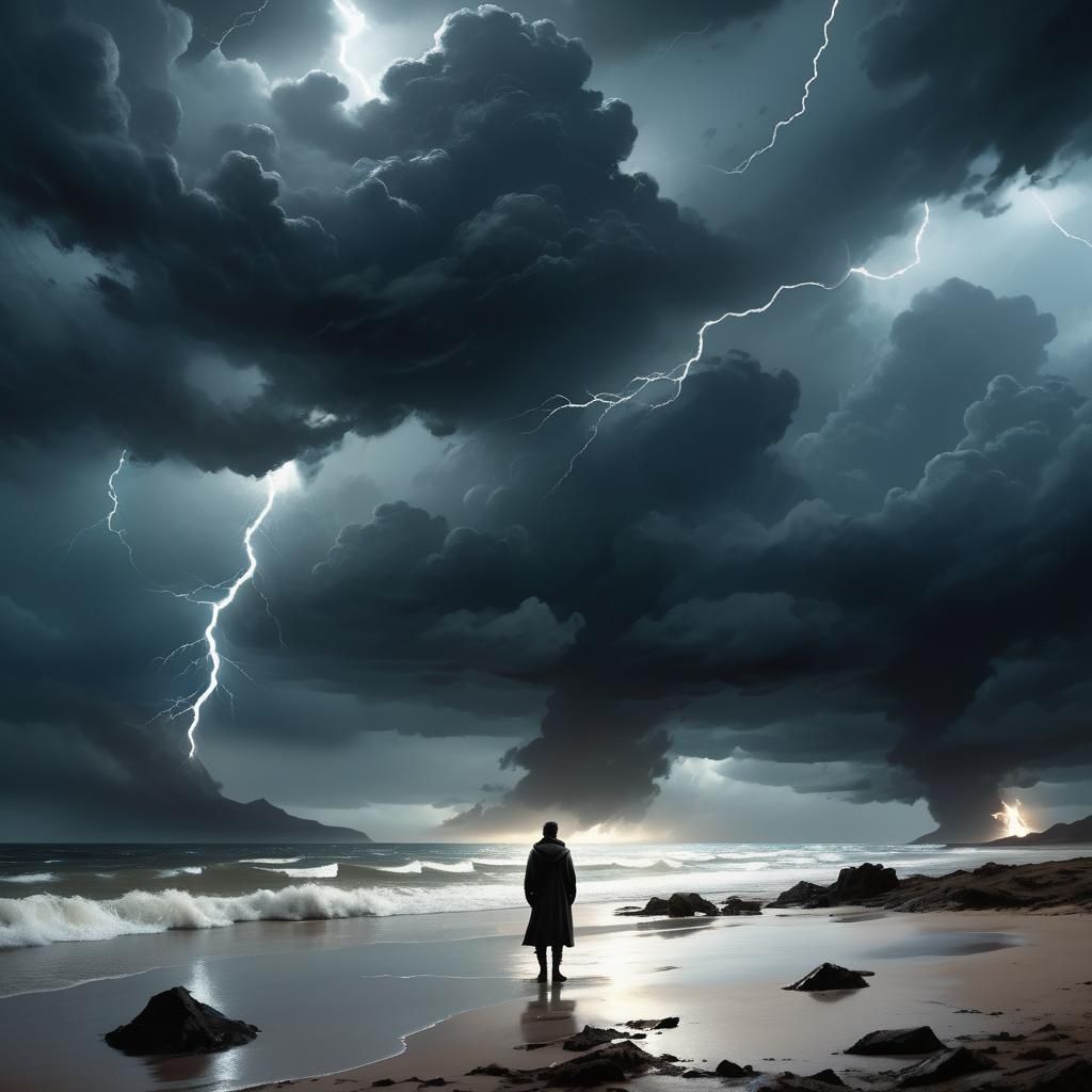 Ominous Beach Scene Before the Storm