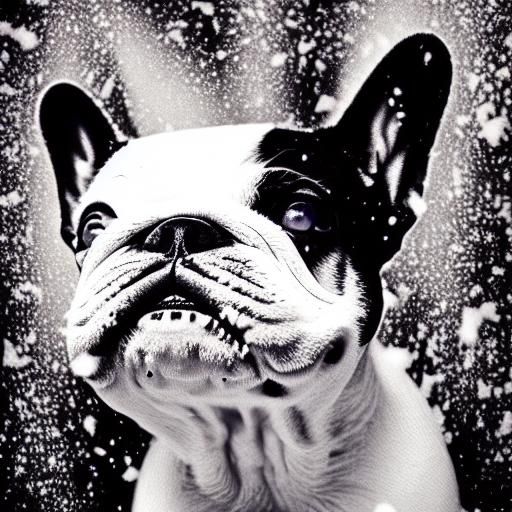 French Bulldog and Kitten Charcoal Drawing