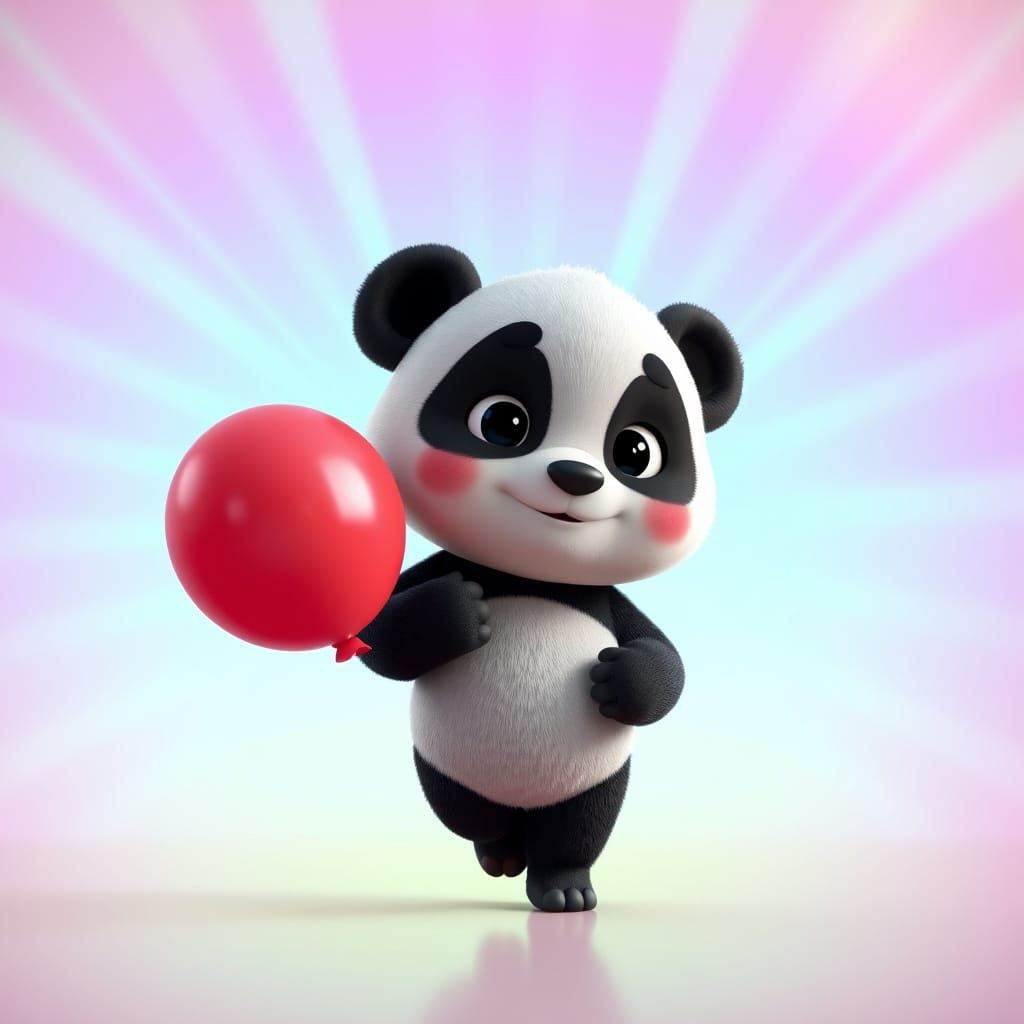 Magical Panda in Whimsical Disney-Inspired Scene