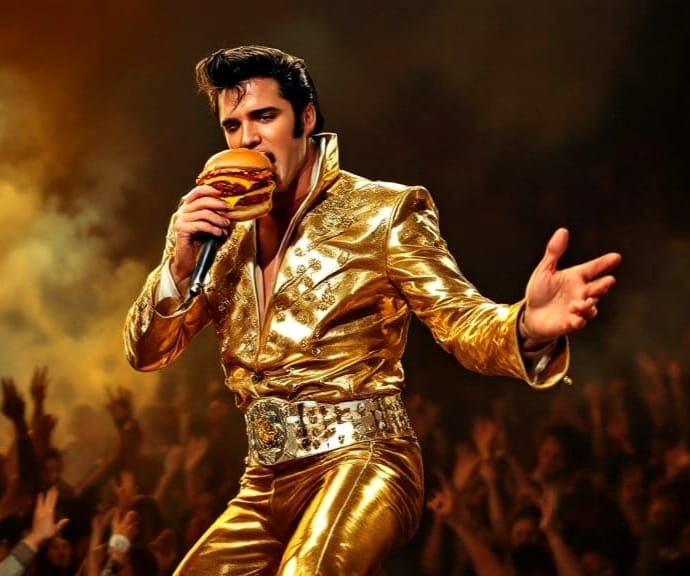 Elvis Performs Rock 'n' Roll Concert with Hamburgers
