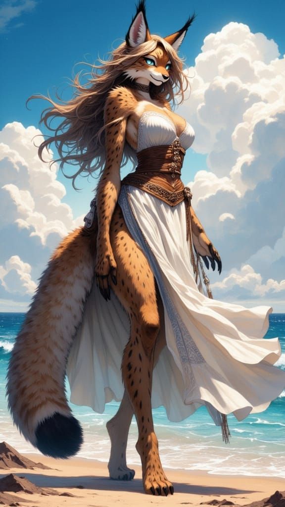 Regal Furry Goddess in Tropical Paradise