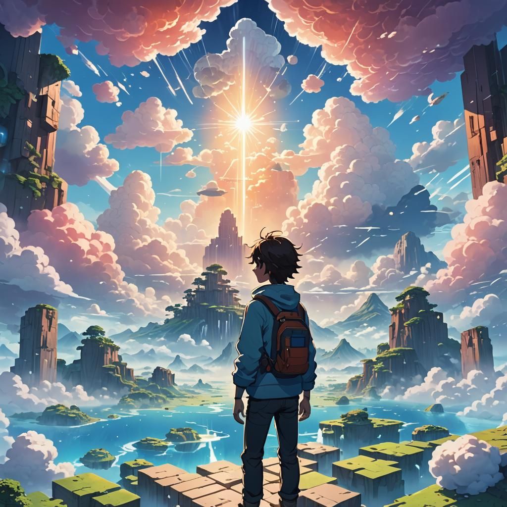 Steve Ascends to Heaven: Cinematic Anime Art
