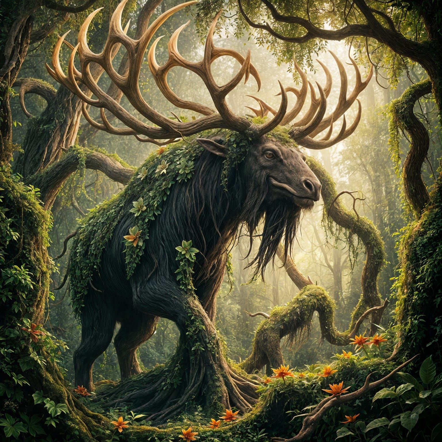 Epic Forest Beast in Splendid Botanical Detail