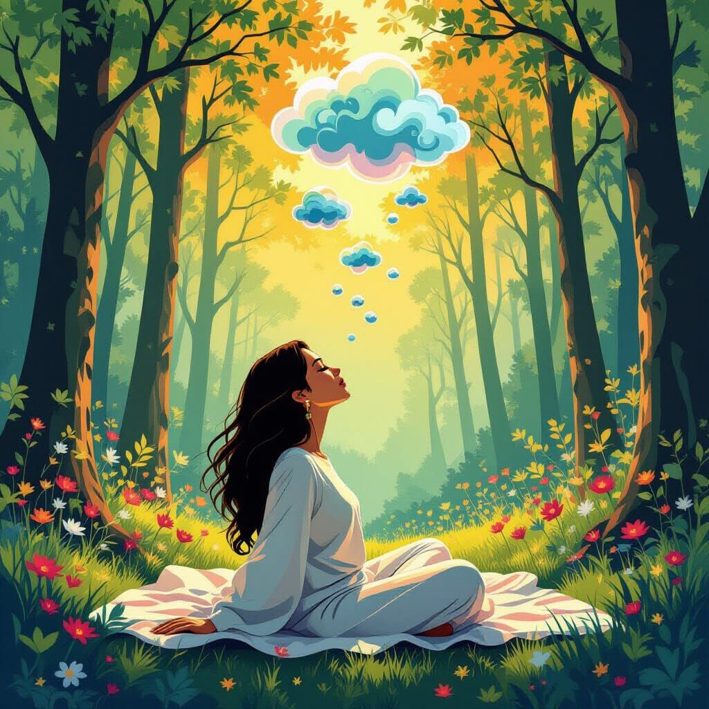Surreal Forest Meditation with Cloud Bubbles in Digital Art ...