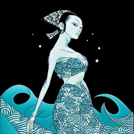 Surreal Japanese Horror Goddess in Space