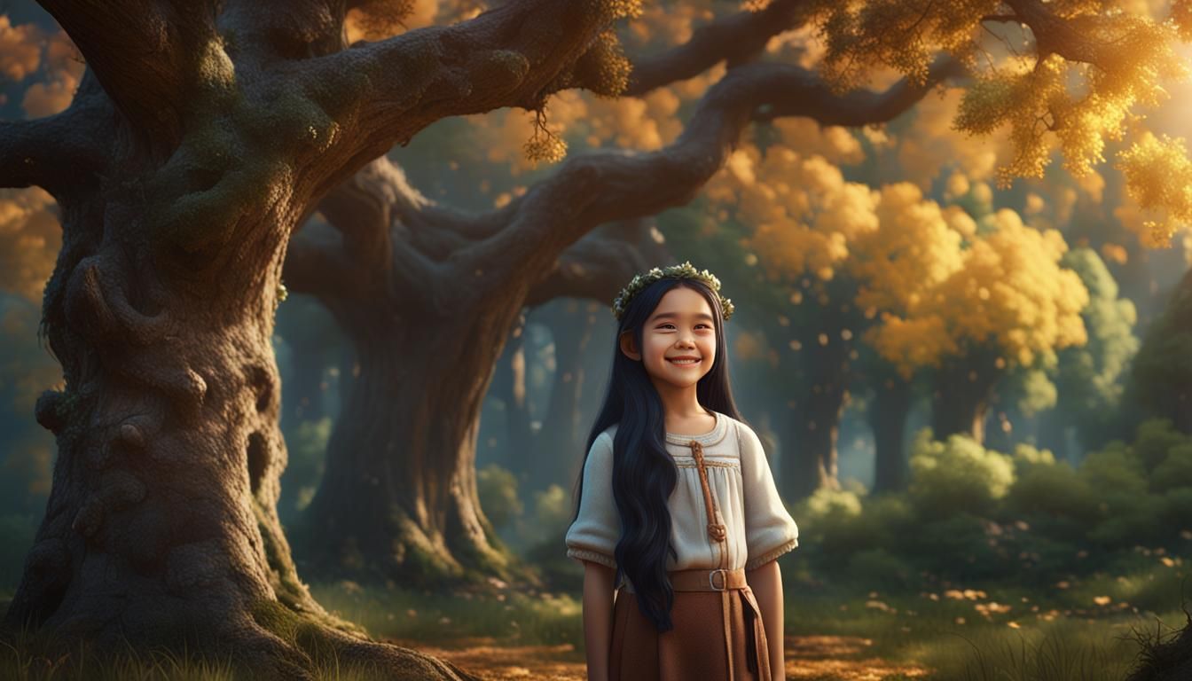 Smiling Girl Portrait in Detailed Fantasy Art