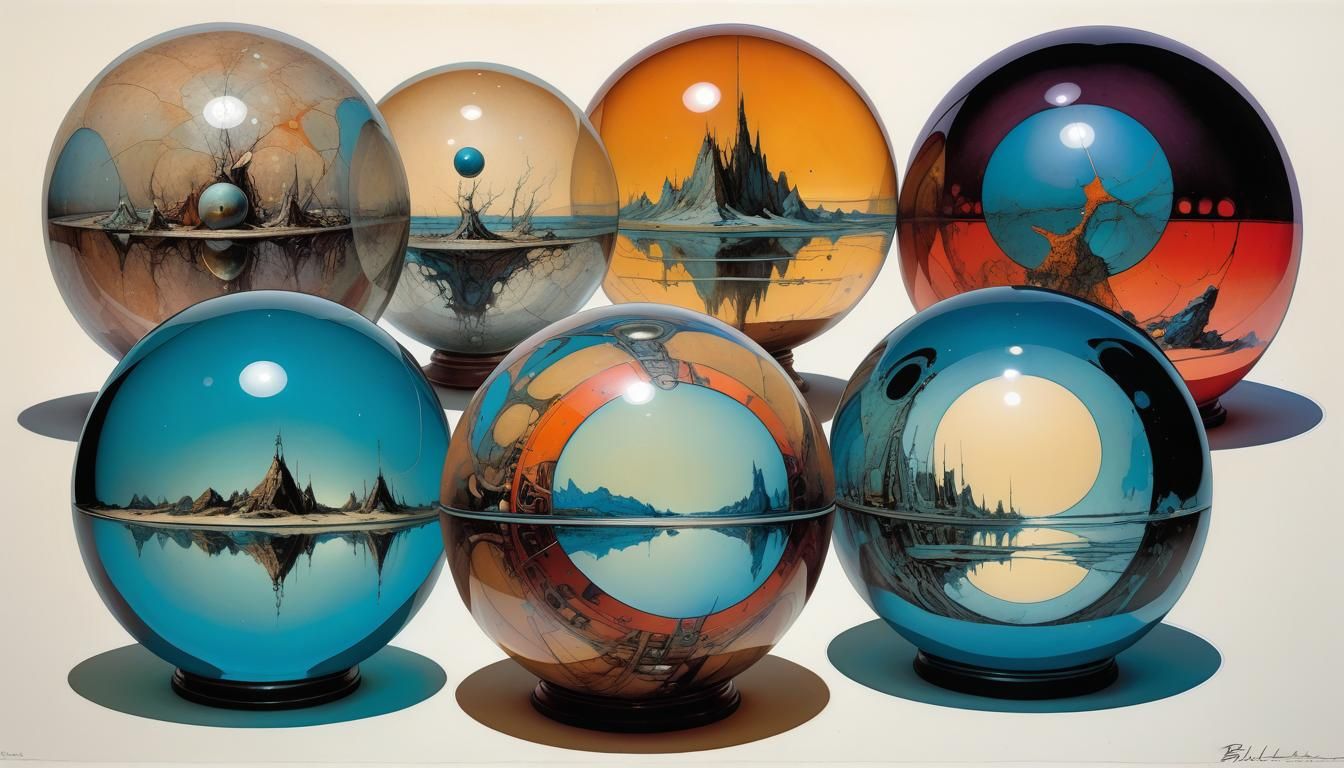 Abstract Art in Crystal Ball Orbs
