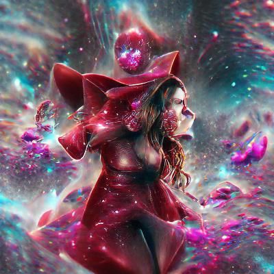 Scarlet Witch Astral Hologram in Mixed Media Style