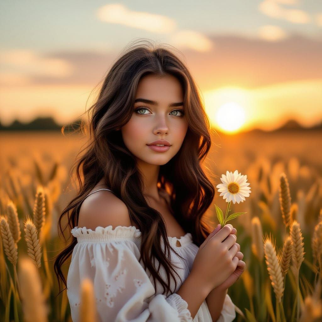 Girl in Wheat Field: A Pre-Raphaelite Vision