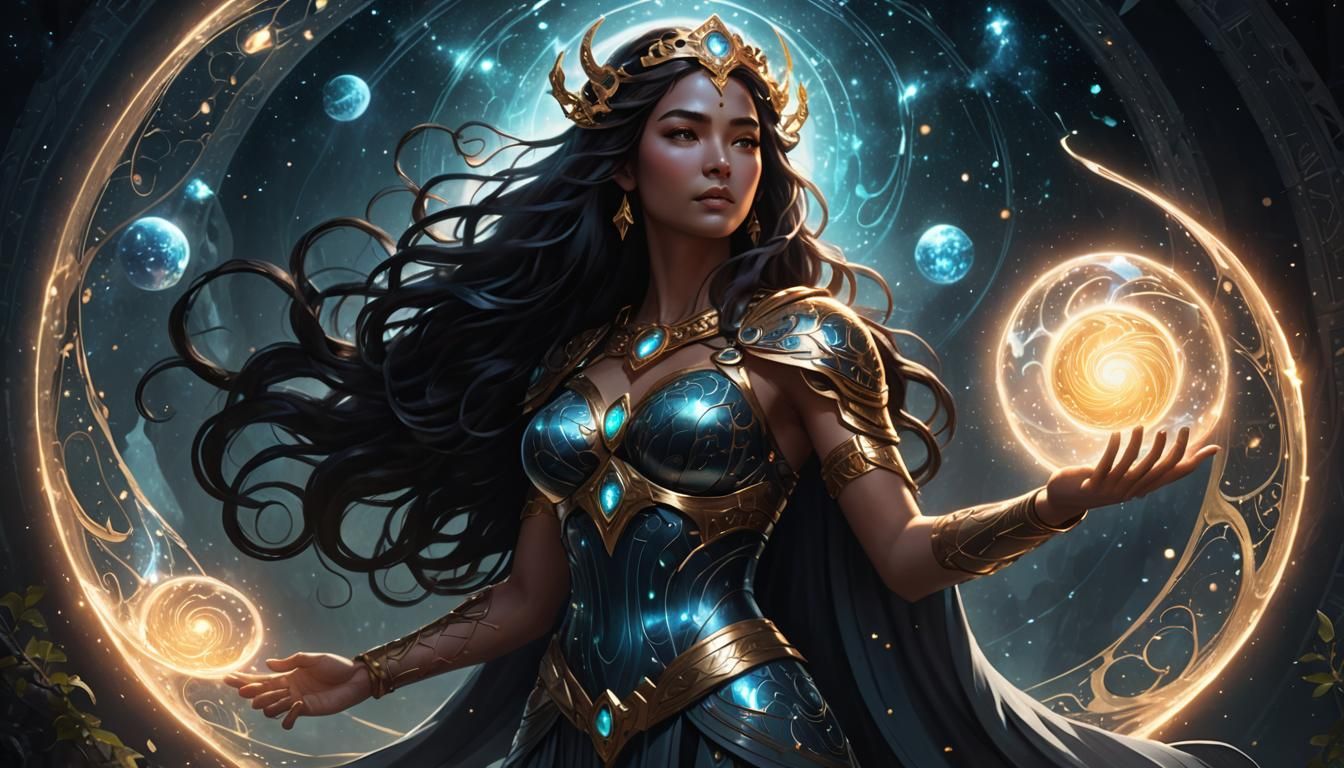 Cosmic Goddess in Mystical Realm: Fantasy Art