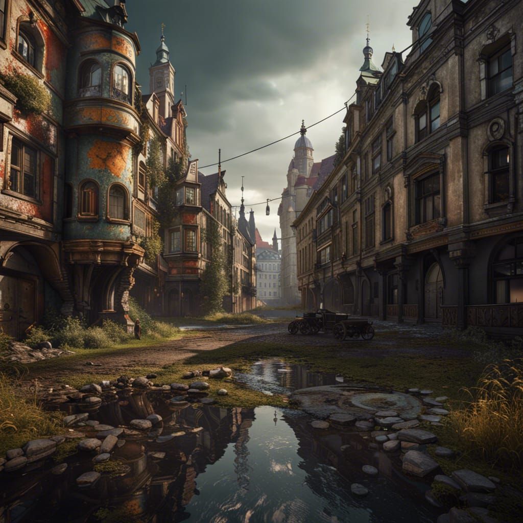 Post-Nuclear Wrocław: Detailed Matte Painting