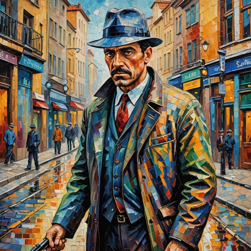 Detective on the Case: An Expressionist Oil Painting