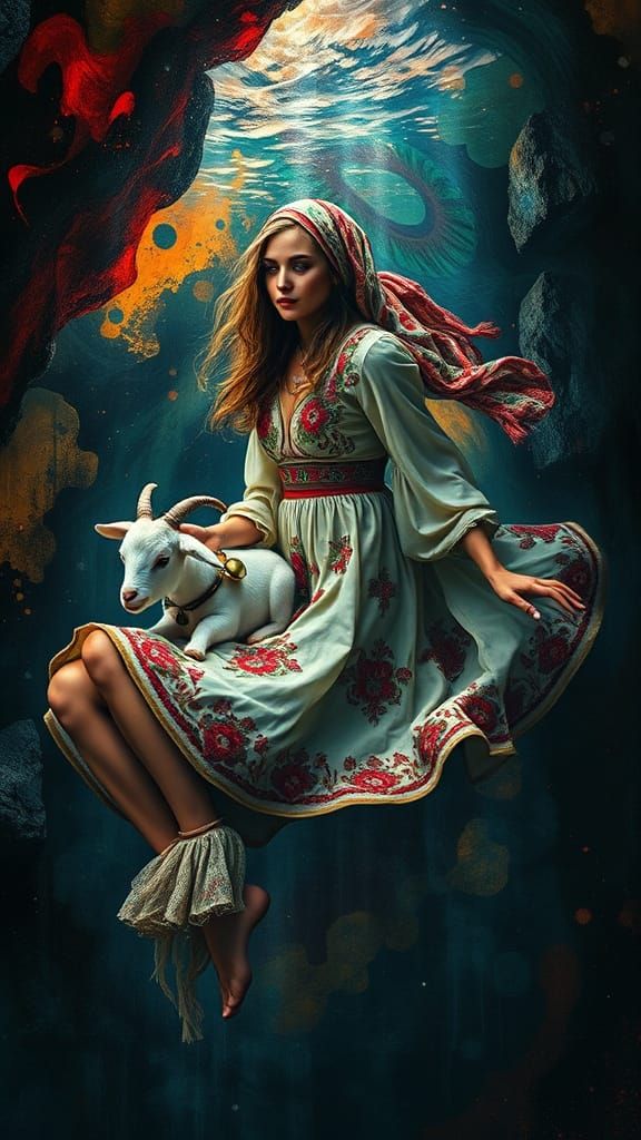 Dreamlike Gypsy Swims Through Coal Mine in Surreal Art