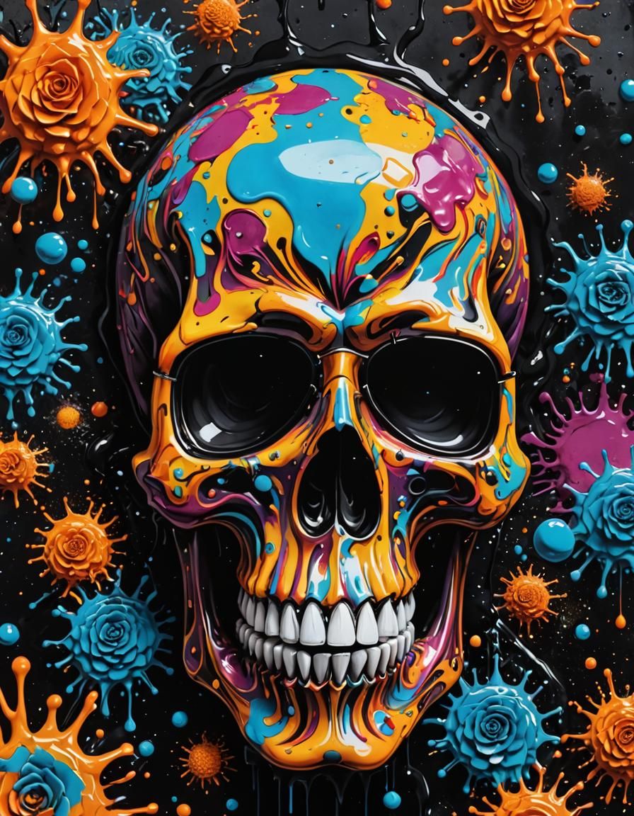 Hippy Trippy Skull with sunglasses