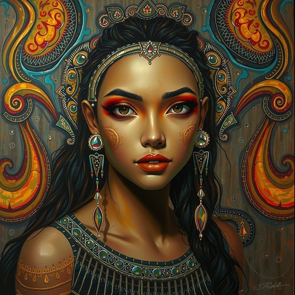 Abstract Expressionism with Iridescent Swirling Patterns