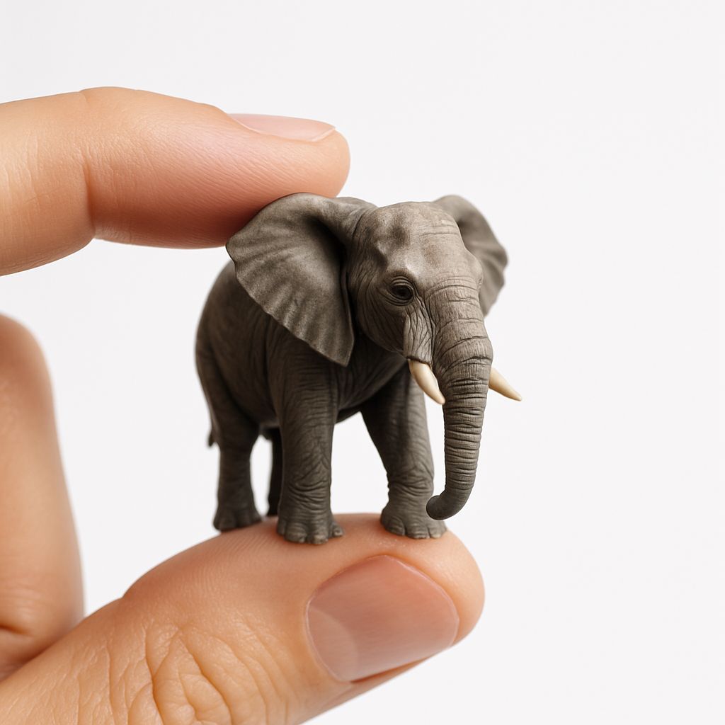 Realistic Miniature Elephant Photography