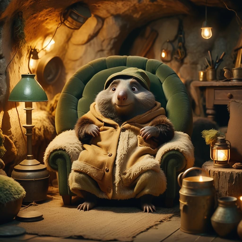 Cozy Underground Mole Habitat in Golden Light