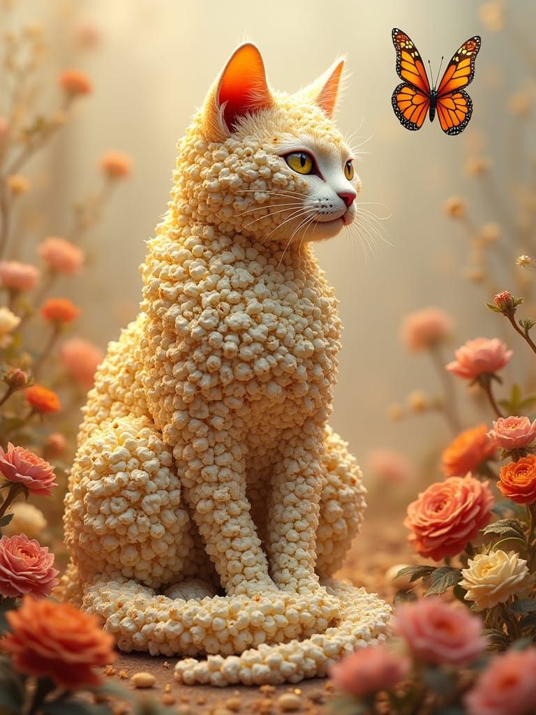 Popcorn Cat in a Digital Landscape