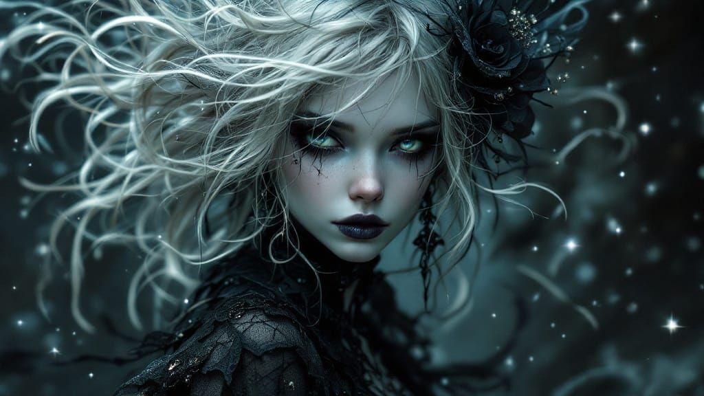 Ethereal Gothic Pixie in Whirling Storm