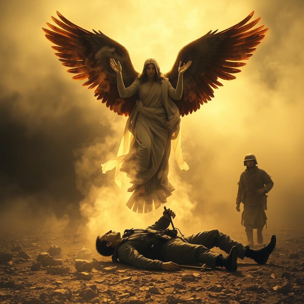 Angel of Death Over Fallen Soldier