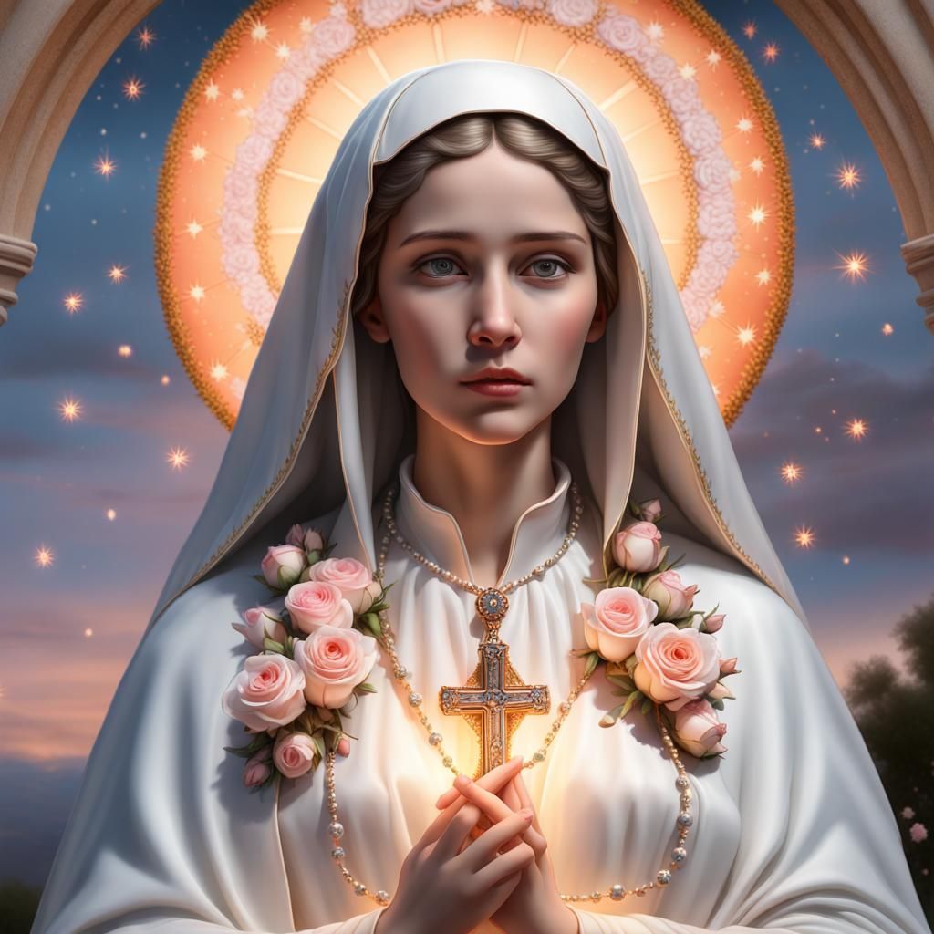 Our Lady of Fatima with Roses, Photorealistic Portrait
