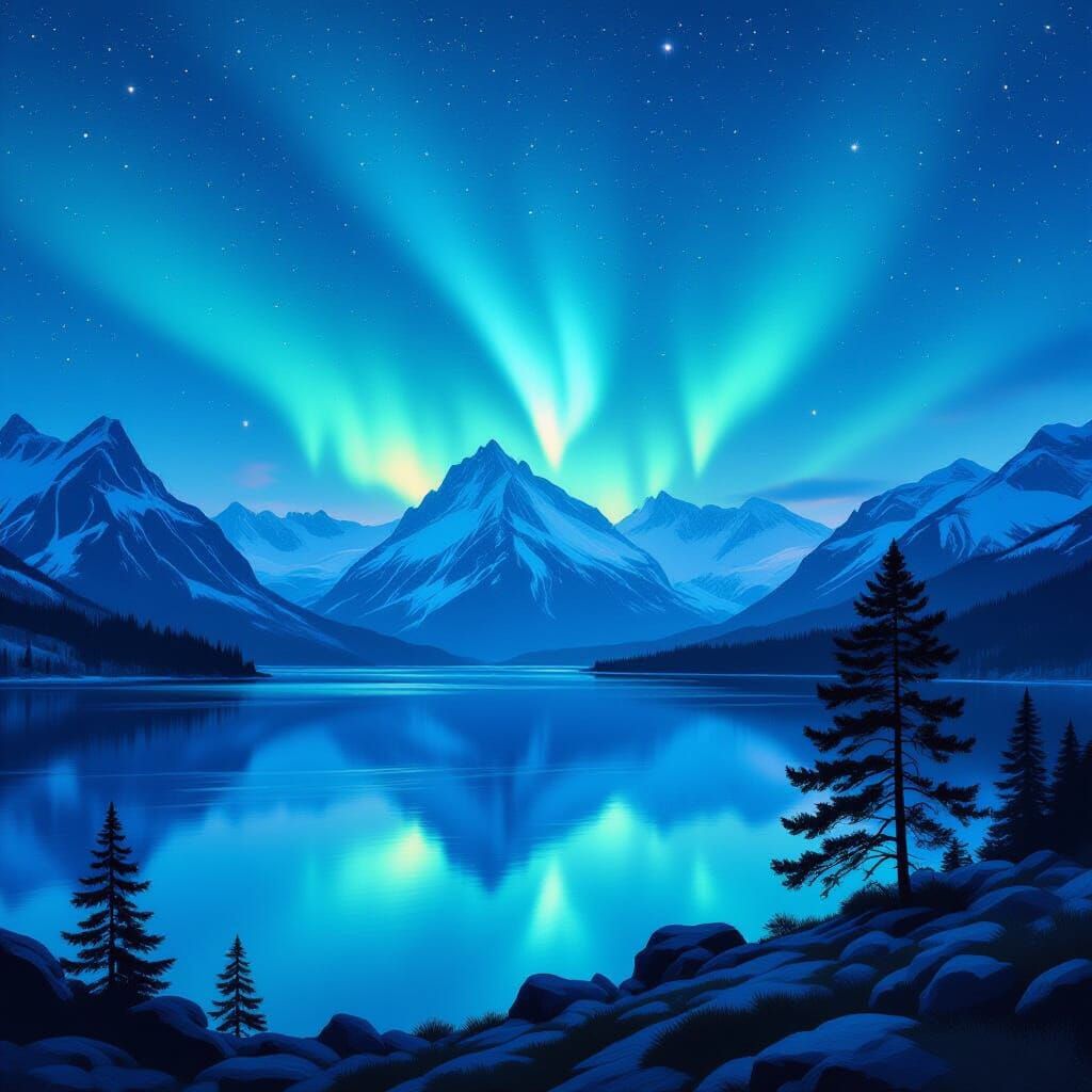Breathtaking Alpine Lake Reflects Aurora Borealis