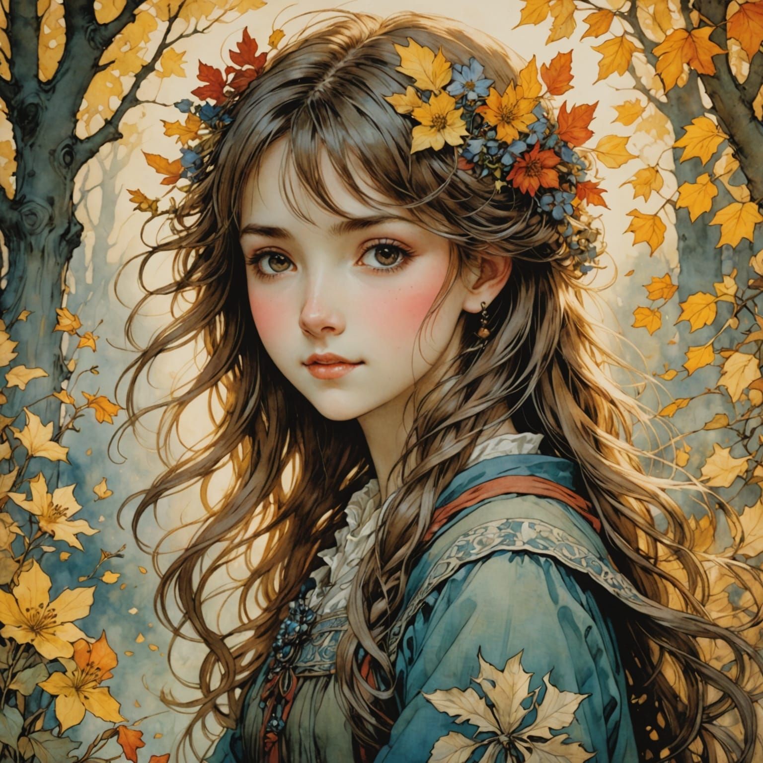 A Whimsical Forest Scene in Vibrant Colors