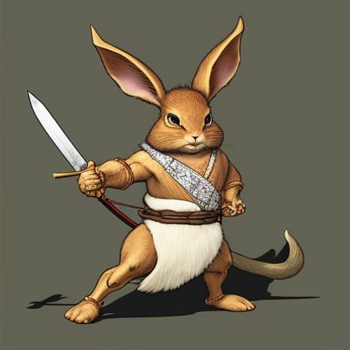 Adorable Samurai Rabbit in Cinematic Digital Painting