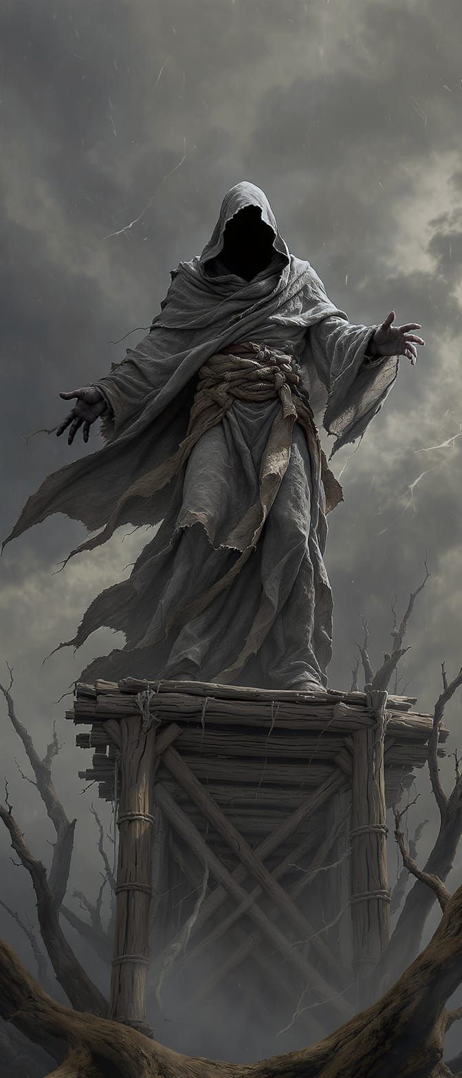 Hooded Figure in Dramatic Dominance, Hyper Realistic